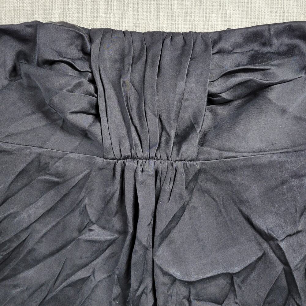 Banana Republic Womens Top Sz 8 Black Silk Strapless Ruched Velvet Sash Babydoll - Picture 10 of 12